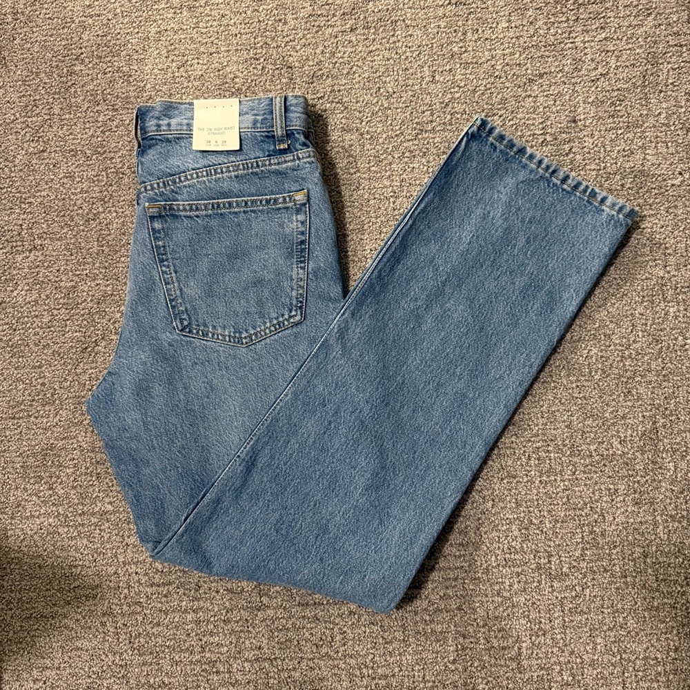 Zara Women’s High Waist Straight Blue Jeans